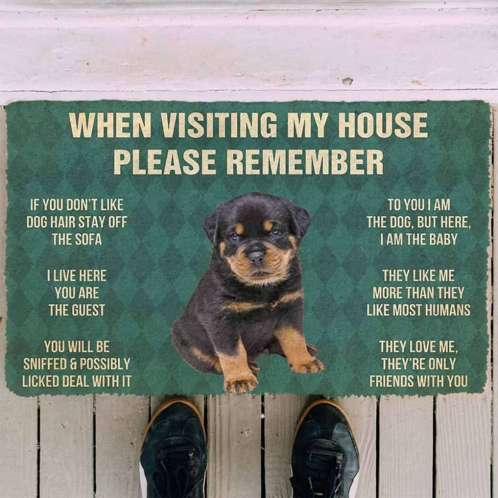 Dog Doormat 3D Please Remember Rottweiler Puppy Dogs House Rules Custom Doormat