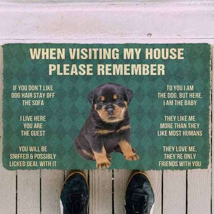 Dog Doormat 3D Please Remember Rottweiler Puppy Dogs House Rules Custom Doormat