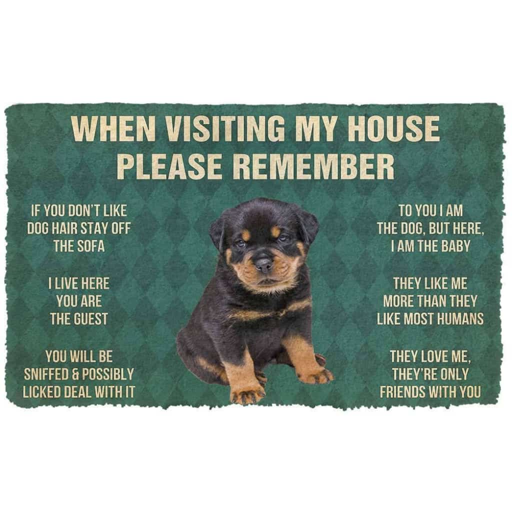 Dog Doormat 3D Please Remember Rottweiler Puppy Dogs House Rules Custom Doormat