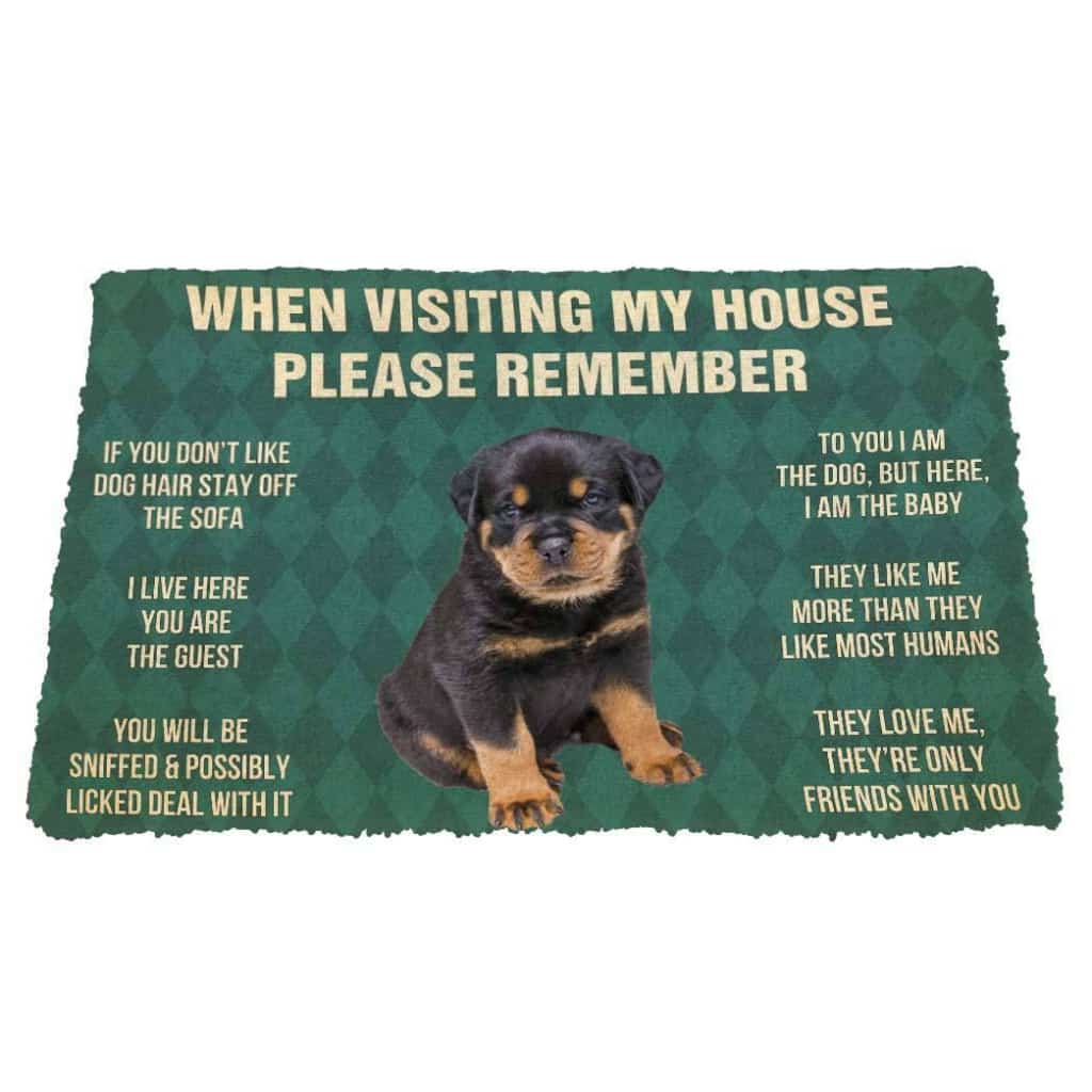 Dog Doormat 3D Please Remember Rottweiler Puppy Dogs House Rules Custom Doormat