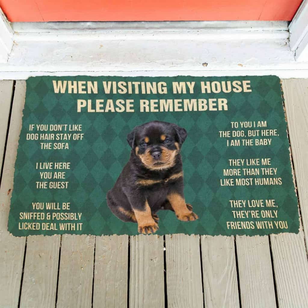 Dog Doormat 3D Please Remember Rottweiler Puppy Dogs House Rules Custom Doormat