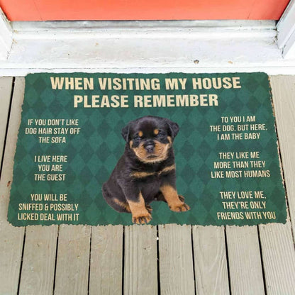 Dog Doormat 3D Please Remember Rottweiler Puppy Dogs House Rules Custom Doormat