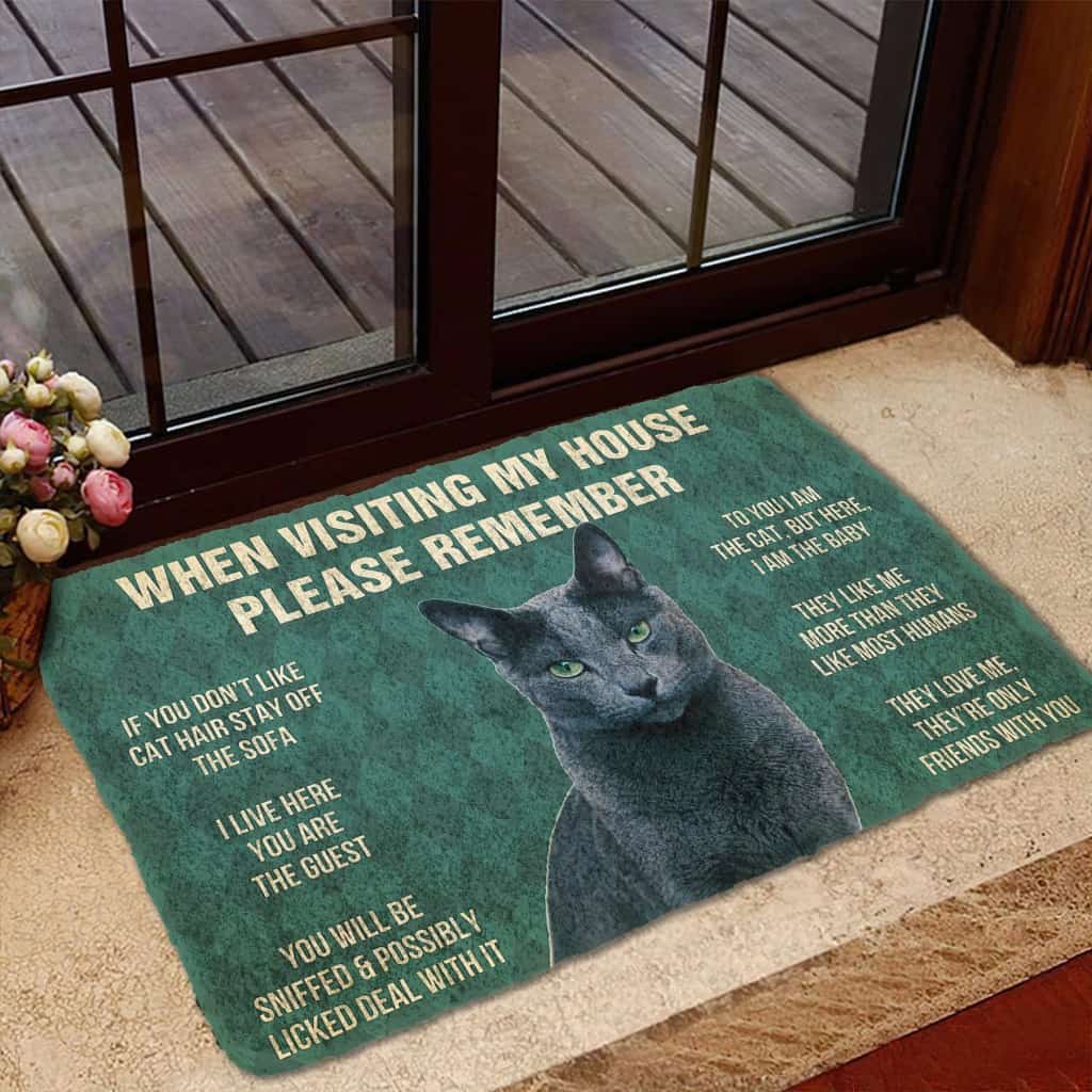 Dog Doormat 3D Please Remember Russian Blue Cat House Rules Custom Doormat