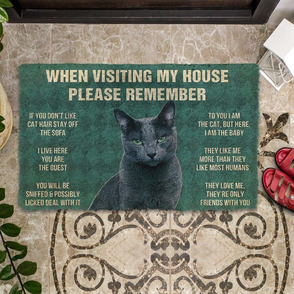 Dog Doormat 3D Please Remember Russian Blue Cat House Rules Custom Doormat