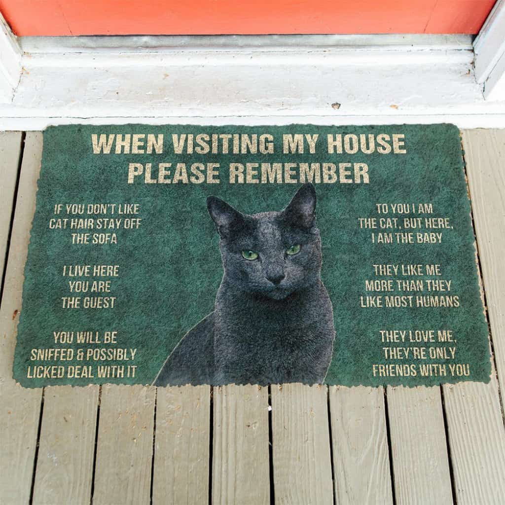 Dog Doormat 3D Please Remember Russian Blue Cat House Rules Custom Doormat