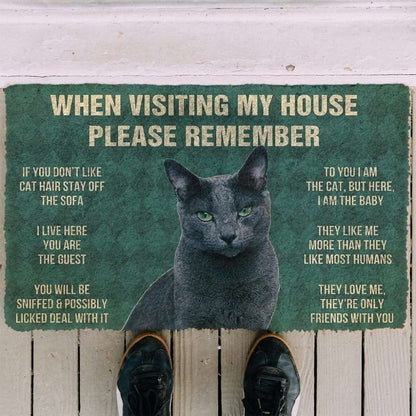 Dog Doormat 3D Please Remember Russian Blue Cat House Rules Custom Doormat