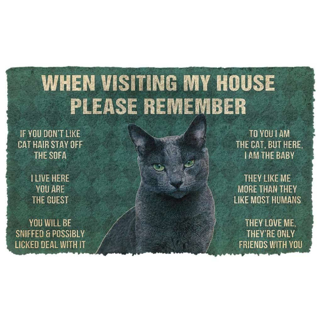 Dog Doormat 3D Please Remember Russian Blue Cat House Rules Custom Doormat
