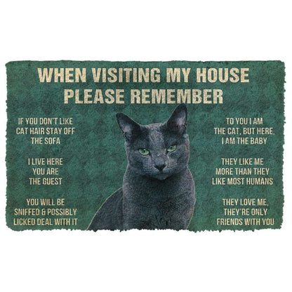 Dog Doormat 3D Please Remember Russian Blue Cat House Rules Custom Doormat