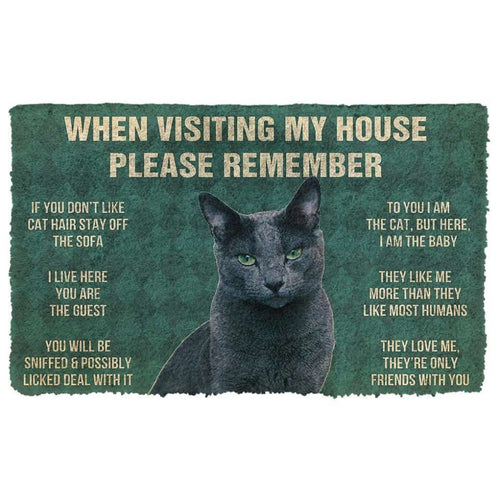 Dog Doormat 3D Please Remember Russian Blue Cat House Rules Custom Doormat