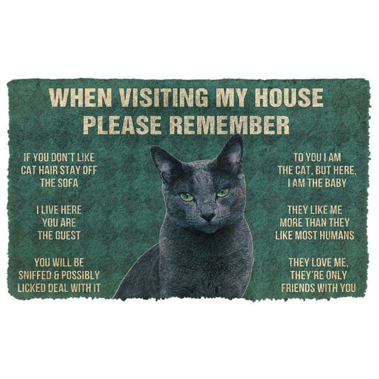 Dog Doormat 3D Please Remember Russian Blue Cat House Rules Custom Doormat