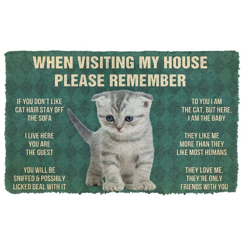 Dog Doormat 3D Please Remember Scottish Fold Kitten Cats House Rules Custom Doormat