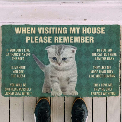 Dog Doormat 3D Please Remember Scottish Fold Kitten Cats House Rules Custom Doormat