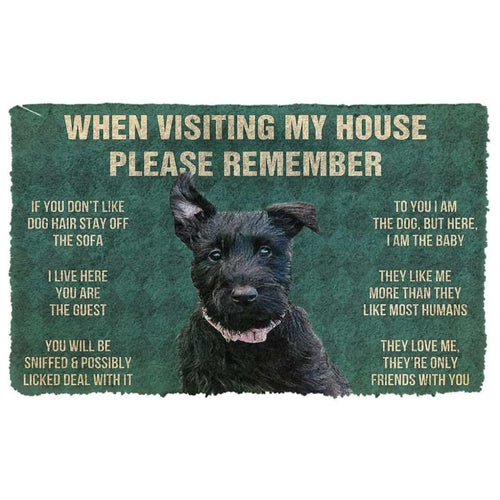 Dog Doormat 3D Please Remember Scottish Terrier Dogs House Rules Doormat