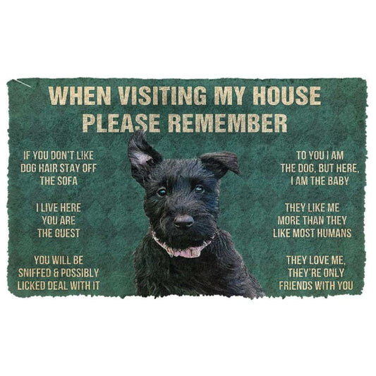 Dog Doormat 3D Please Remember Scottish Terrier Dogs House Rules Doormat