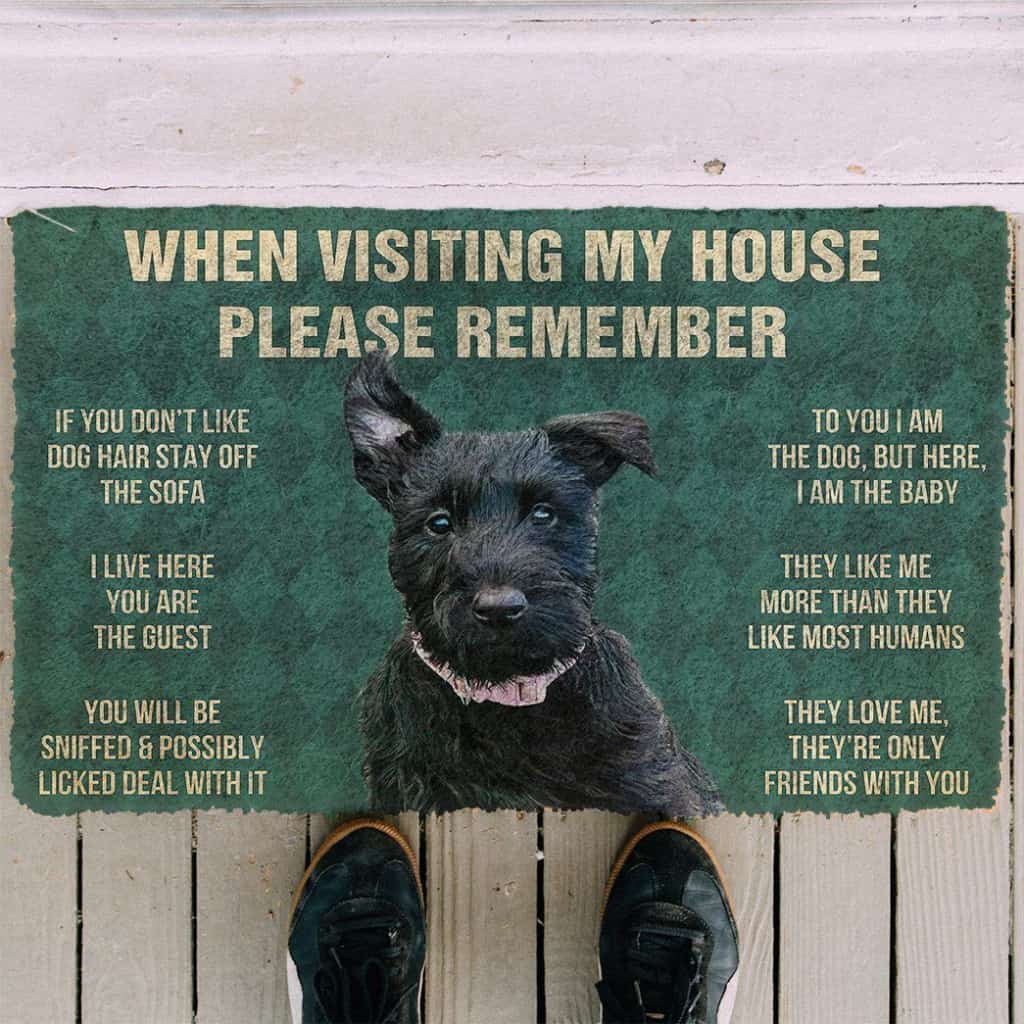 Dog Doormat 3D Please Remember Scottish Terrier Dogs House Rules Doormat