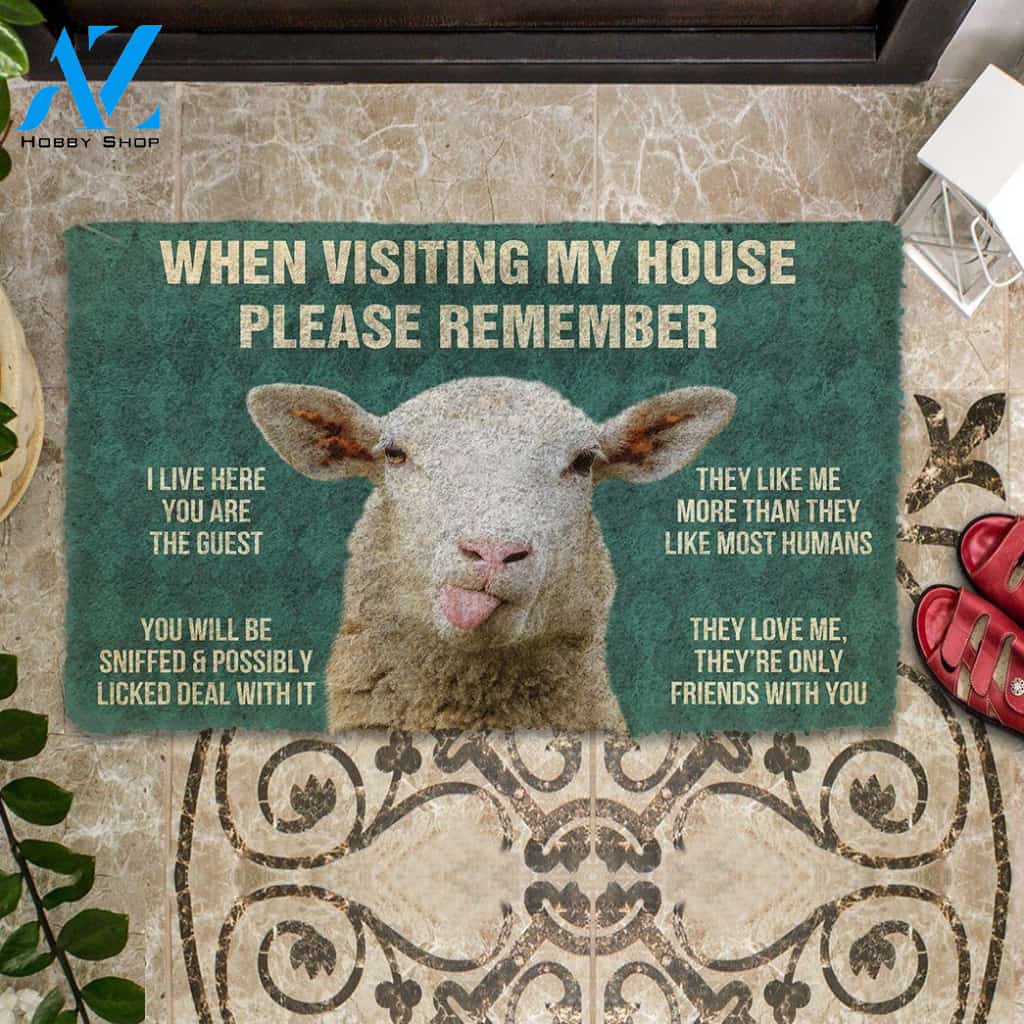 Dog Doormat 3D Please Remember Sheeps House Rule Custom Doormat
