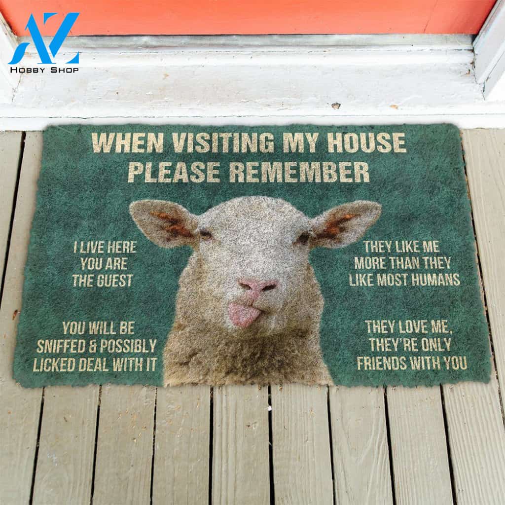 Dog Doormat 3D Please Remember Sheeps House Rule Custom Doormat