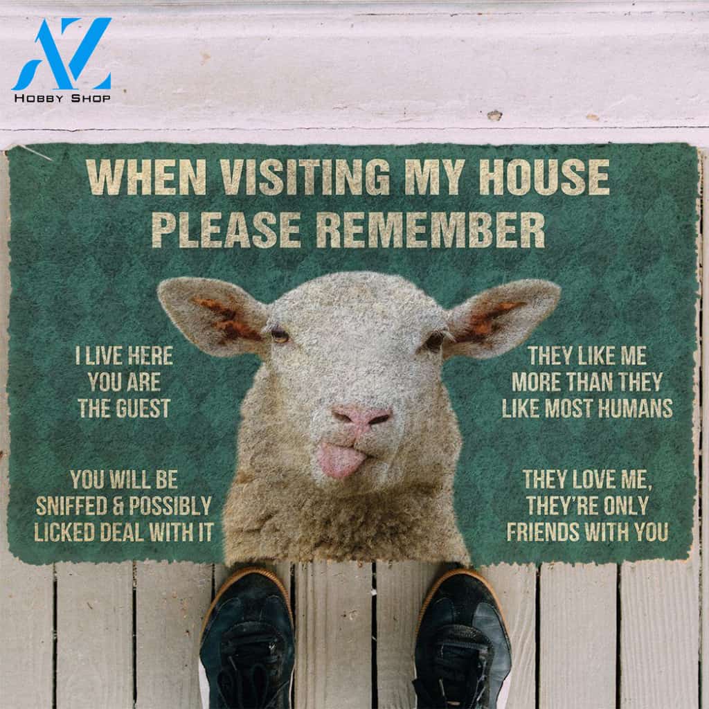 Dog Doormat 3D Please Remember Sheeps House Rule Custom Doormat