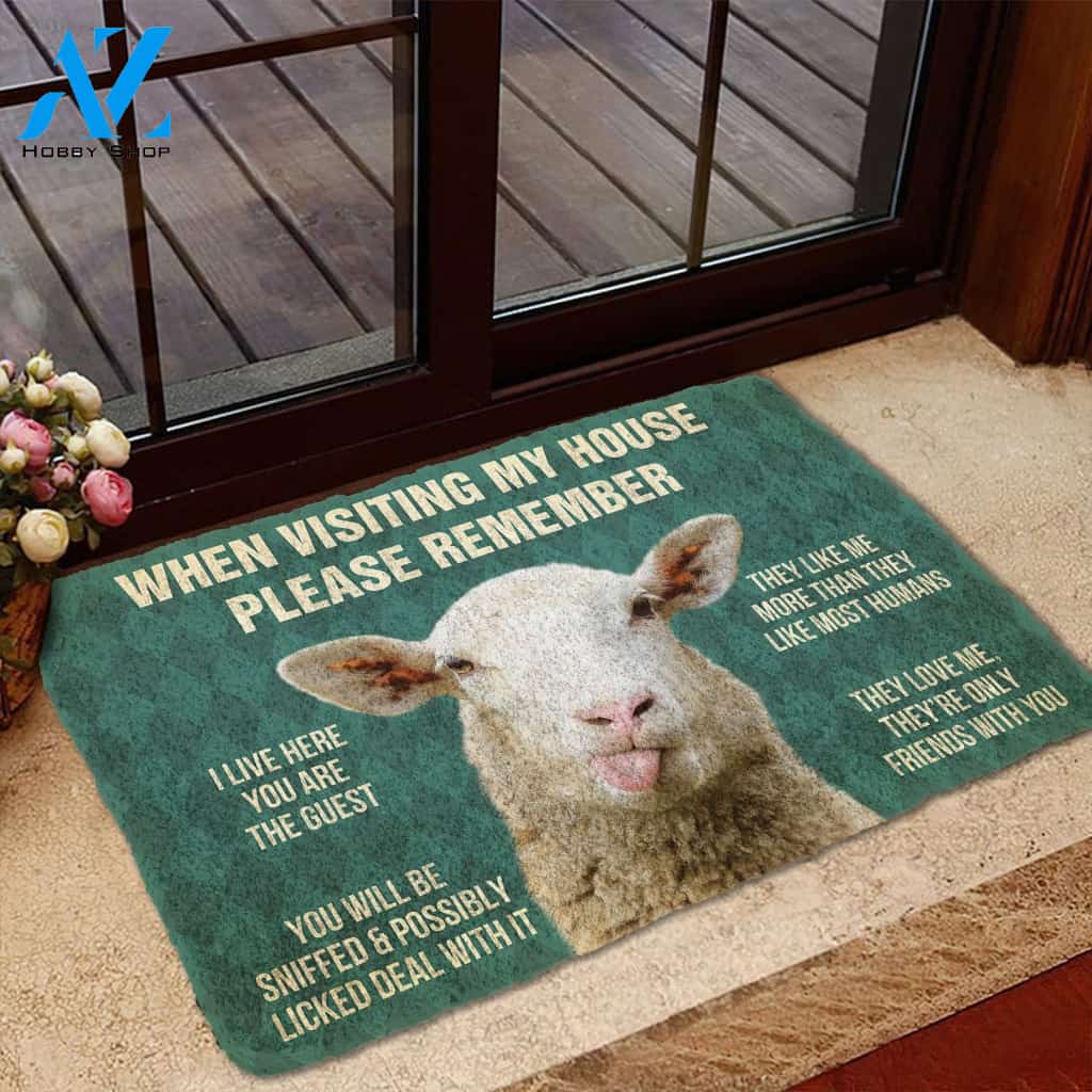 Dog Doormat 3D Please Remember Sheeps House Rule Custom Doormat