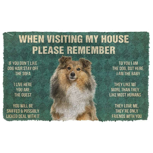 Dog Doormat 3D Please Remember Shetland Sheepdog House Rules Custom Doormat