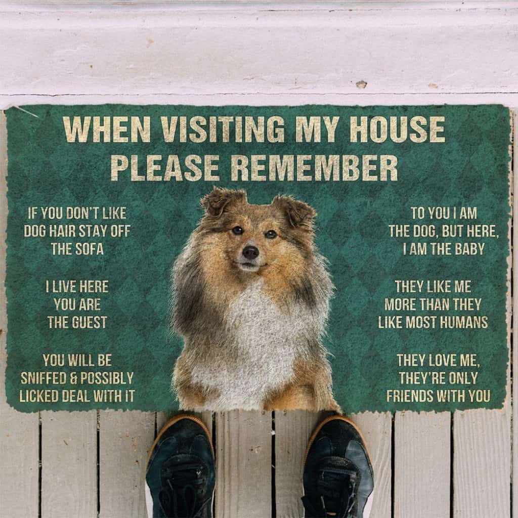 Dog Doormat 3D Please Remember Shetland Sheepdog House Rules Custom Doormat