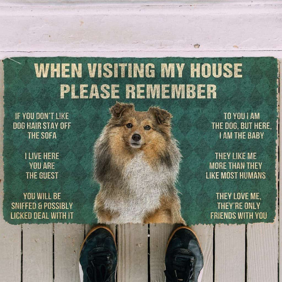Dog Doormat 3D Please Remember Shetland Sheepdog House Rules Custom Doormat