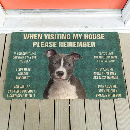 Dog Doormat 3D Please Remember Staffordshire Bull Terrier House Rules Custom Doormat