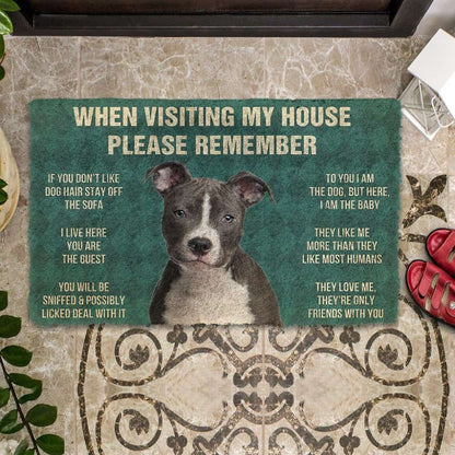 Dog Doormat 3D Please Remember Staffordshire Bull Terrier House Rules Custom Doormat