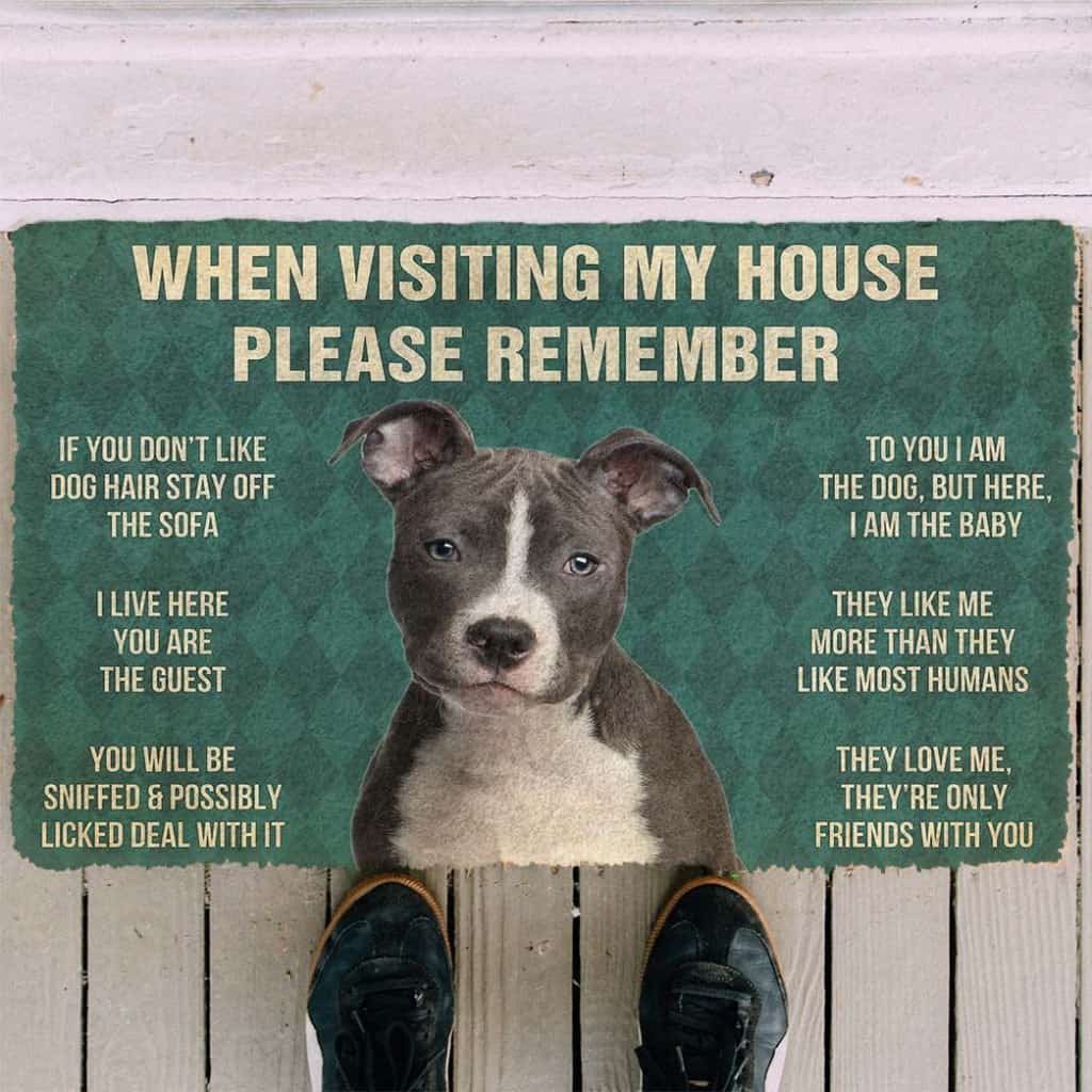 Dog Doormat 3D Please Remember Staffordshire Bull Terrier House Rules Custom Doormat