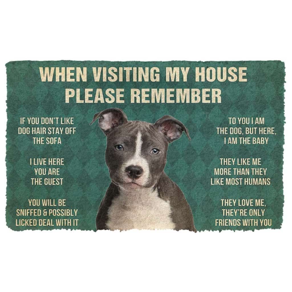 Dog Doormat 3D Please Remember Staffordshire Bull Terrier House Rules Custom Doormat