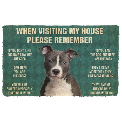 Dog Doormat 3D Please Remember Staffordshire Bull Terrier House Rules Custom Doormat