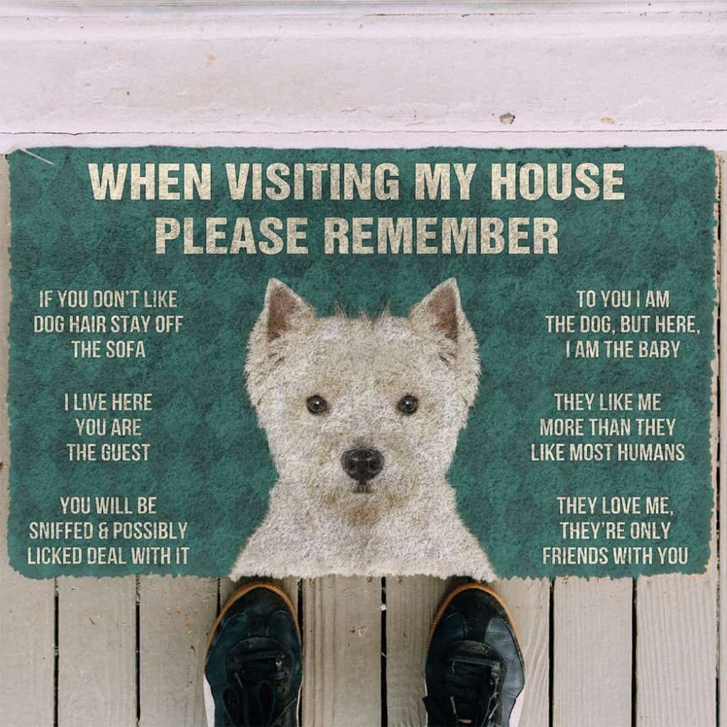 Dog Doormat 3D Please Remember West Highland White Terrier Dogs House Rules Doormat