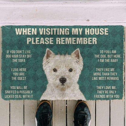 Dog Doormat 3D Please Remember West Highland White Terrier Dogs House Rules Doormat