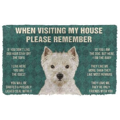 Dog Doormat 3D Please Remember West Highland White Terrier Dogs House Rules Doormat