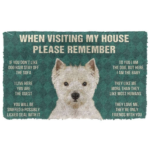 Dog Doormat 3D Please Remember West Highland White Terrier Dogs House Rules Doormat