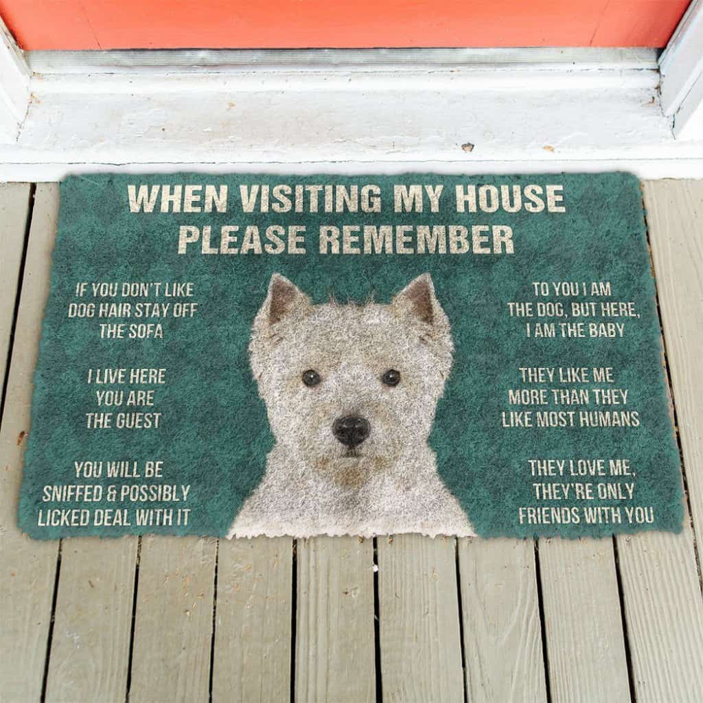 Dog Doormat 3D Please Remember West Highland White Terrier Dogs House Rules Doormat