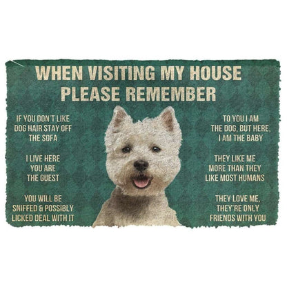 Dog Doormat 3D Please Remember White Terrier Dog's House Rules Doormat