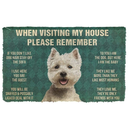 Dog Doormat 3D Please Remember White Terrier Dog's House Rules Doormat