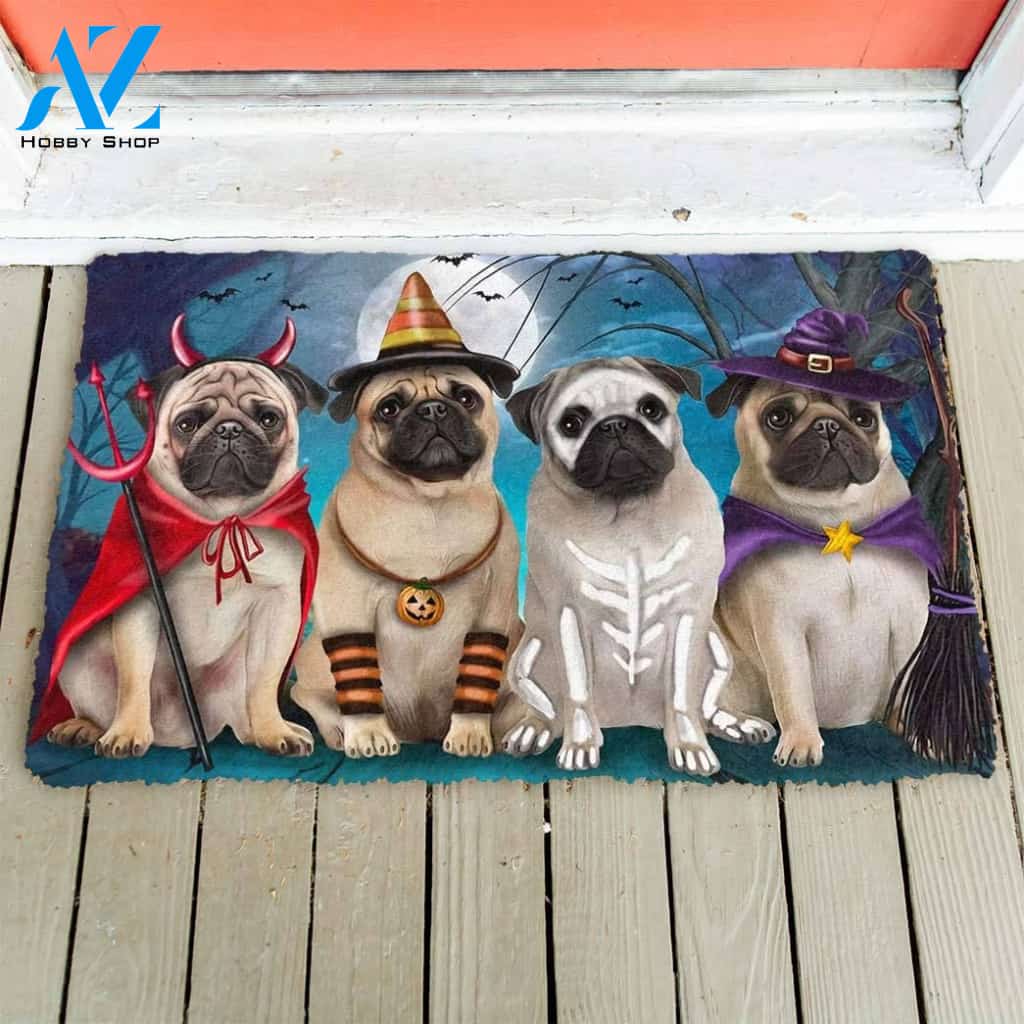 Dog Doormat 3D Pug Dog Halloween Custom Doormat