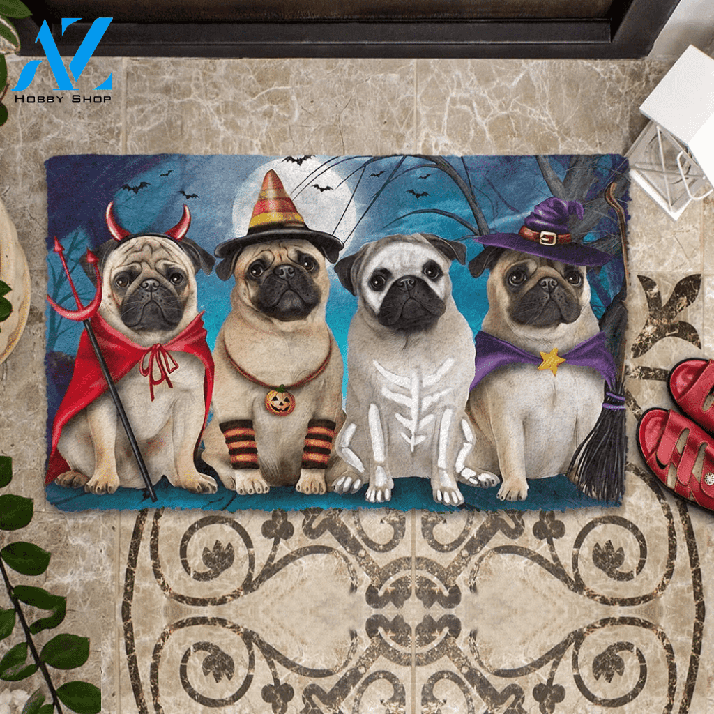 Dog Doormat 3D Pug Dog Halloween Custom Doormat