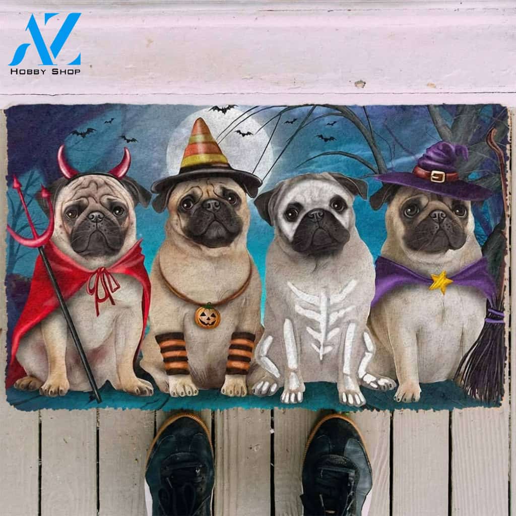Dog Doormat 3D Pug Dog Halloween Custom Doormat