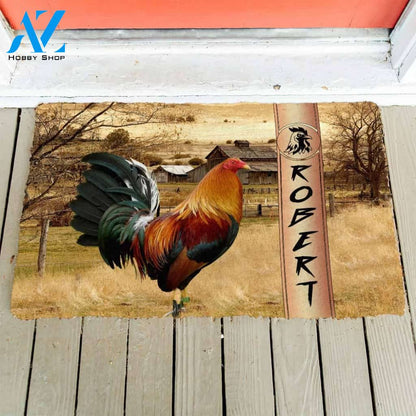 Dog Doormat 3D Rooster Ranch Grass Custom Name Doormat