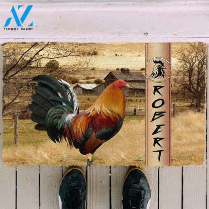 Dog Doormat 3D Rooster Ranch Grass Custom Name Doormat