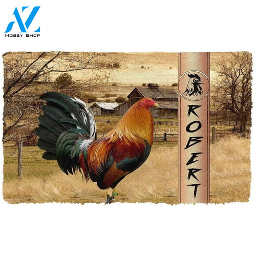 Dog Doormat 3D Rooster Ranch Grass Custom Name Doormat