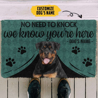 Dog Doormat 3D Rottweiler We Know Youre Here Custom Name Doormat