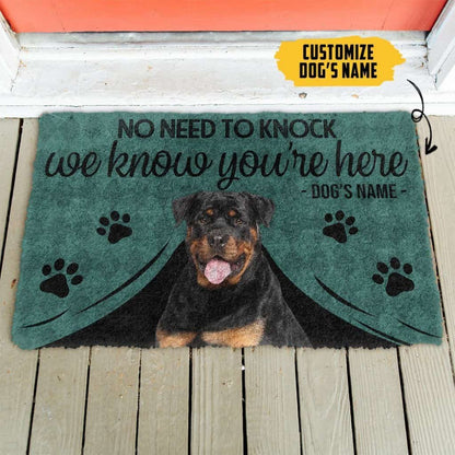 Dog Doormat 3D Rottweiler We Know Youre Here Custom Name Doormat