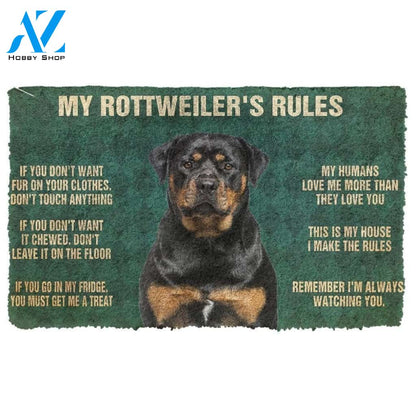 Dog Doormat 3D Rottweiler's Rules Doormat