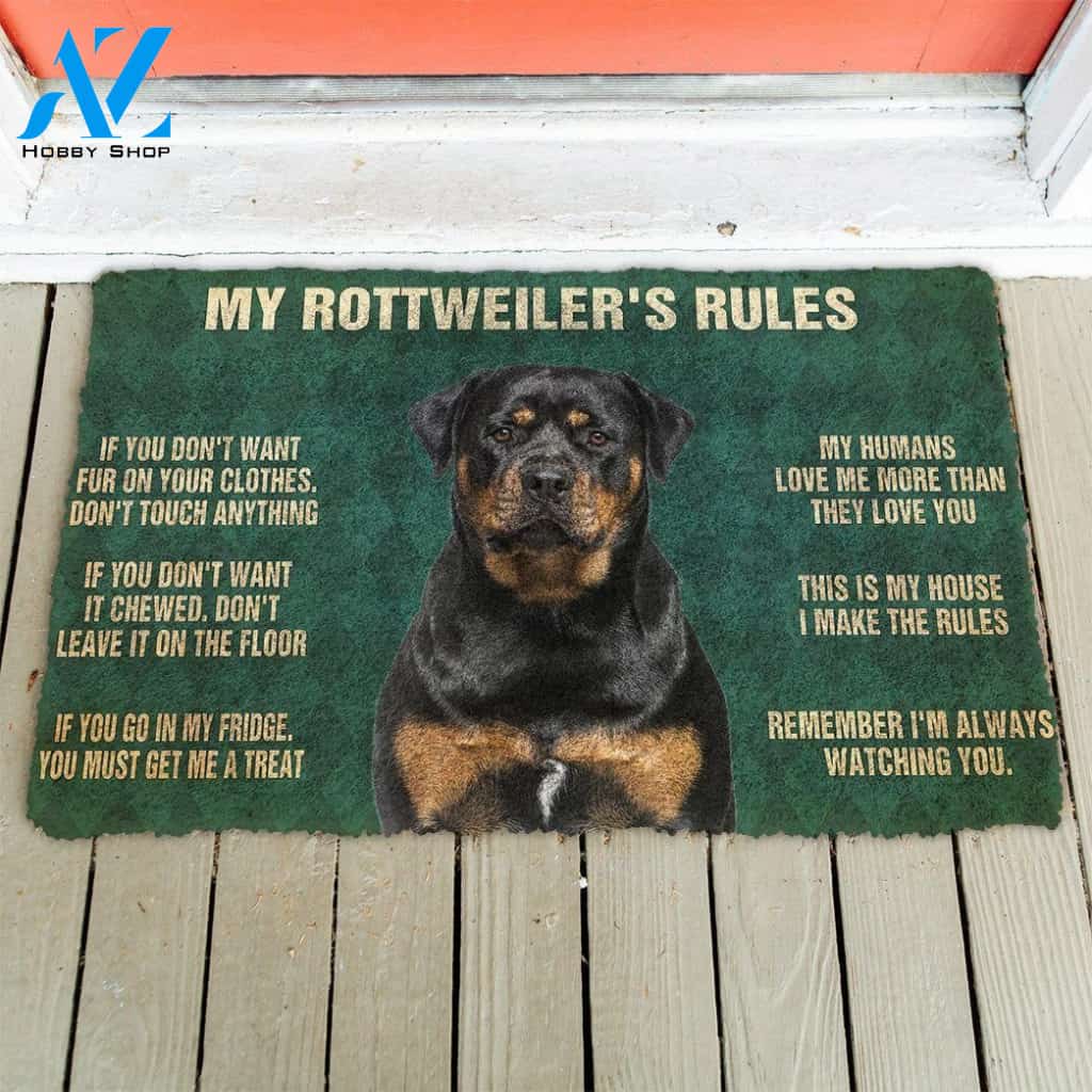 Dog Doormat 3D Rottweiler's Rules Doormat