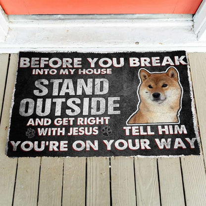 Dog Doormat 3D Shiba Inu Before You Break Into My House Custom Doormat