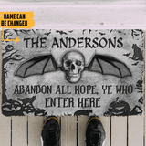 Dog Doormat 3D Skull Skeleton Goth Family Halloween Custom Name Doormat